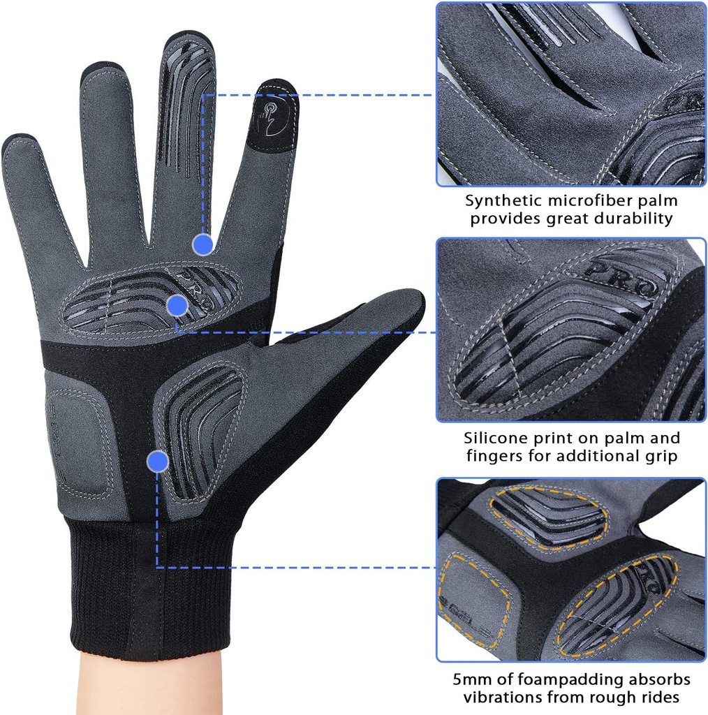 Full Finger Wheelchair Winter Gloves Black Mobility Care